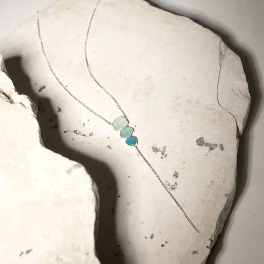 Silver Drops Pendant Necklace with Andean Opal