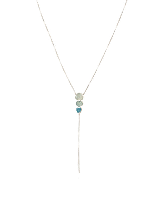 Silver Drops Pendant Necklace with Andean Opal