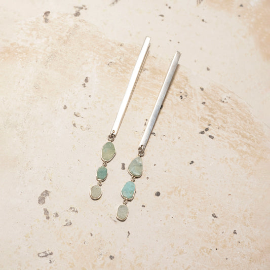 Mares Medium Silver Earrings with Andean Opal