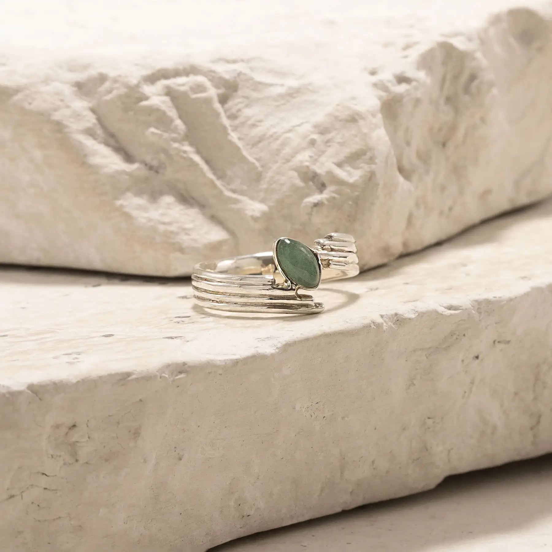 Double Soul Silver Ring with Green Quartz Double Soul Silver Ring with Green Quartz