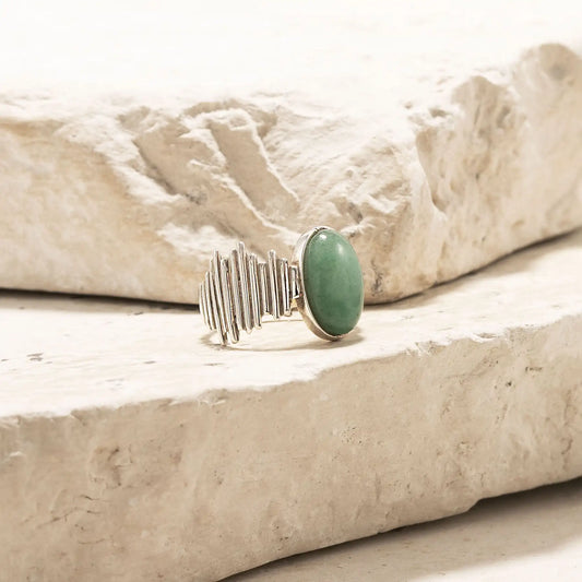 Alma Silver Ring with Green Quartz