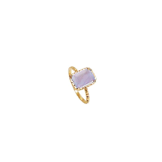 Hammered Cube Chalcedony 18k Gold Ring