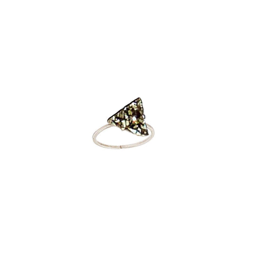 Silver Pyramid Ring with Pyrite