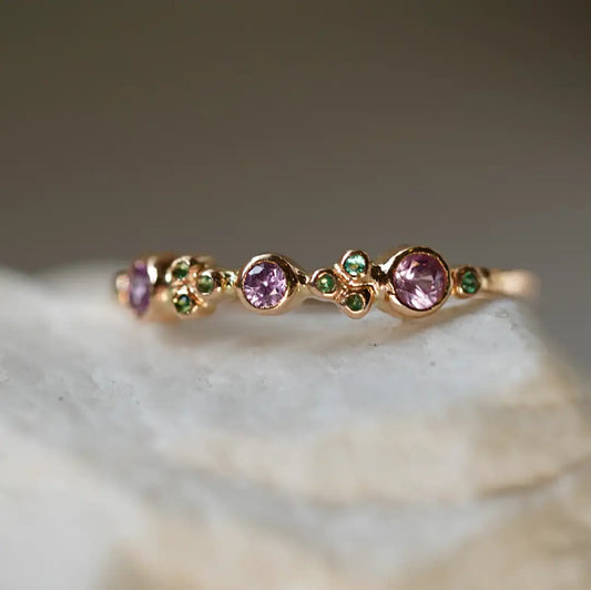 Sissi 18k Gold Ring with Sapphires and Emeralds