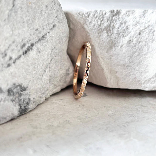 18k Hammered Gold Ring