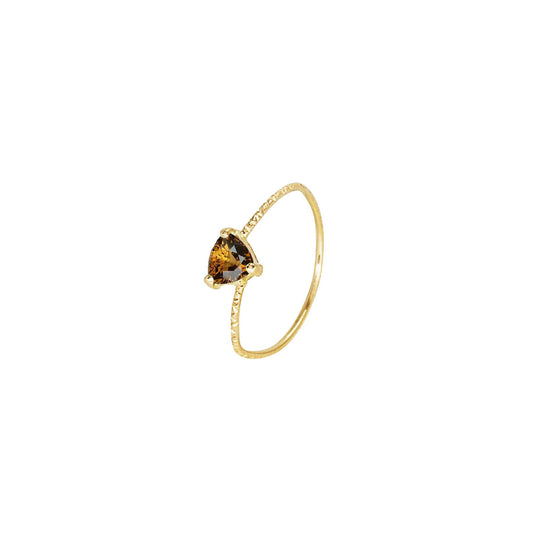 Trillion Tourmaline Hammered Gold Ring 18k