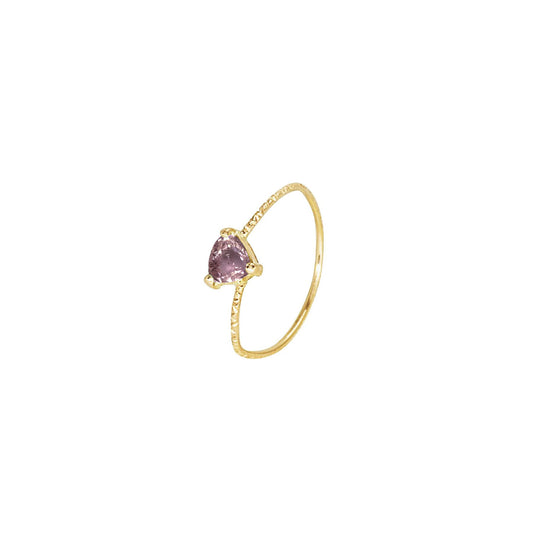 Trillion Tourmaline Hammered Gold Ring 18k