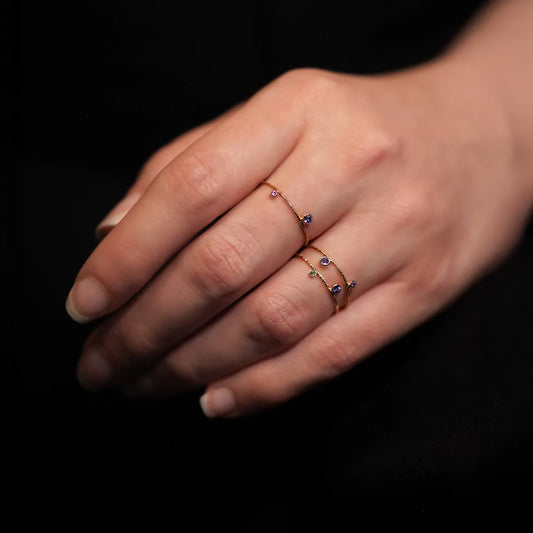 Anillo de Oro con Tanzanita y Esmeralda 18k