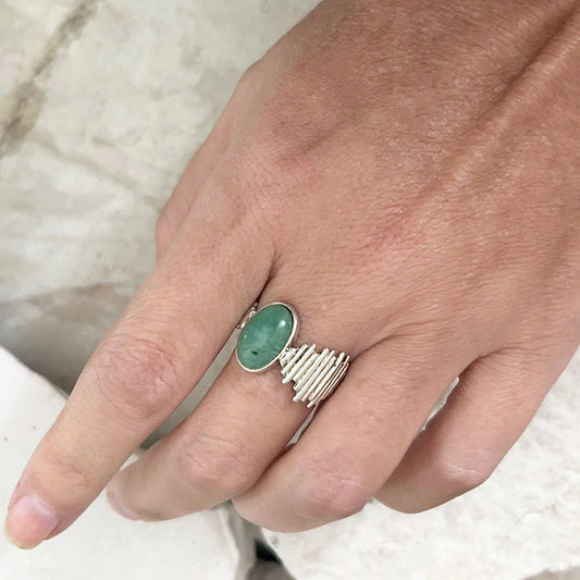 Alma Silver Ring with Green Quartz