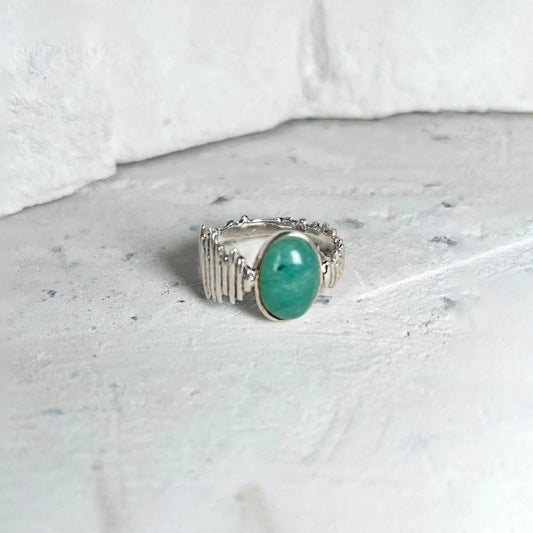 Alma Silver Ring with Green Quartz