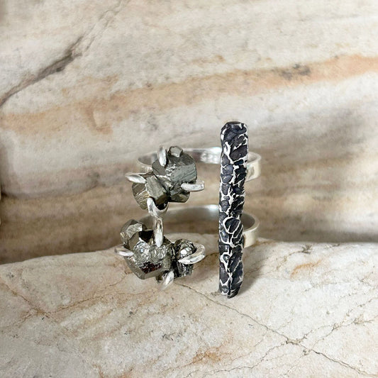 Metamorphosis Pyrites Chunk Silver Ring