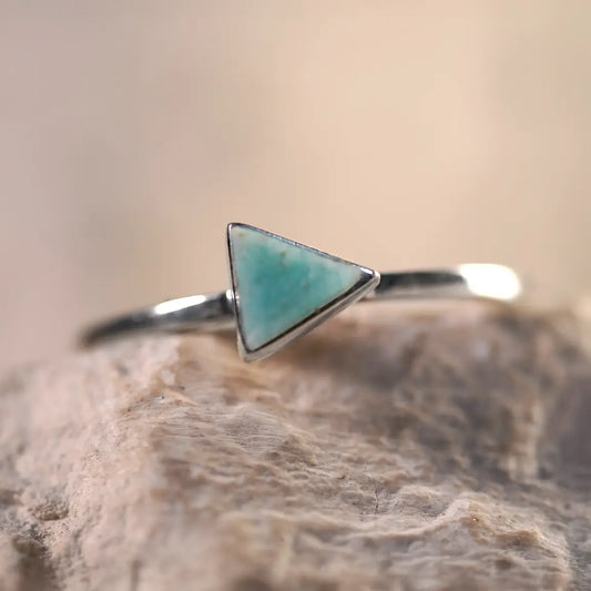 Petit Triangle Silver Ring with Amazonite