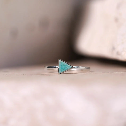 Petit Triangle Silver Ring with Amazonite