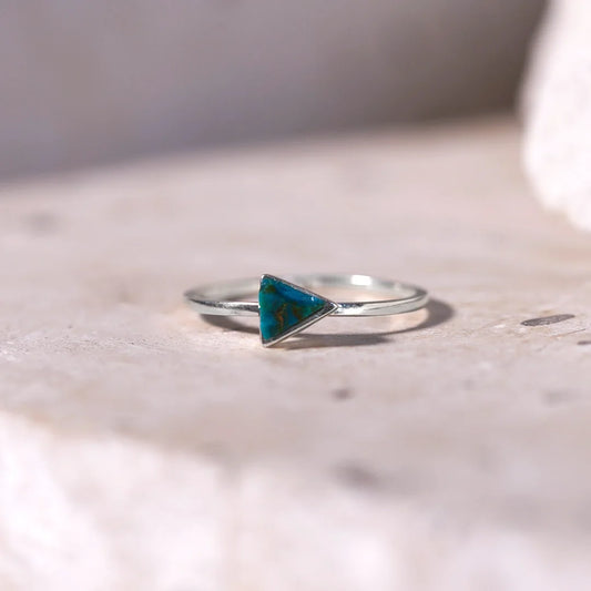 Petit Triangle Silver Ring with Chrysocolla