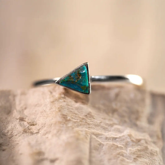 Petit Triangle Silver Ring with Chrysocolla