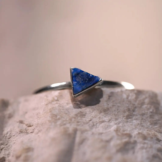 Petit Triangle Silver Ring with Lapis Lazuli