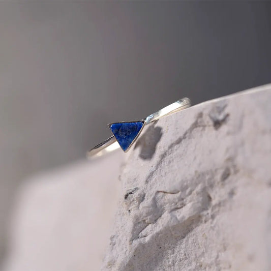Petit Triangle Silver Ring with Lapis Lazuli
