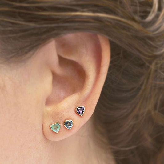 Petit Heart 18k Gold Earrings with Precious Stones