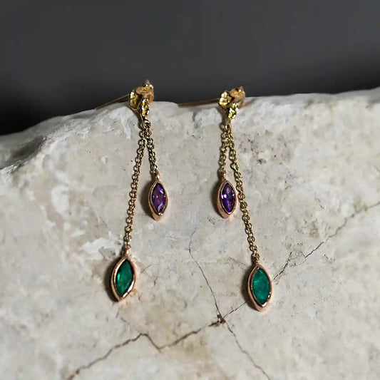 Rain 18k Gold Dangling Earrings