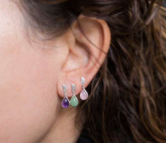 Alma Mini Silver Earrings with Amethyst