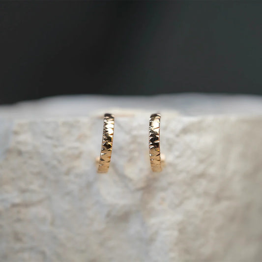 Hammered 18k Gold Hoops