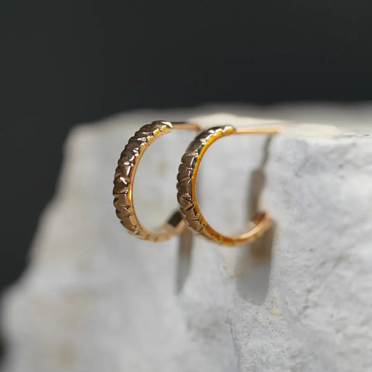 Hammered 18k Gold Hoops
