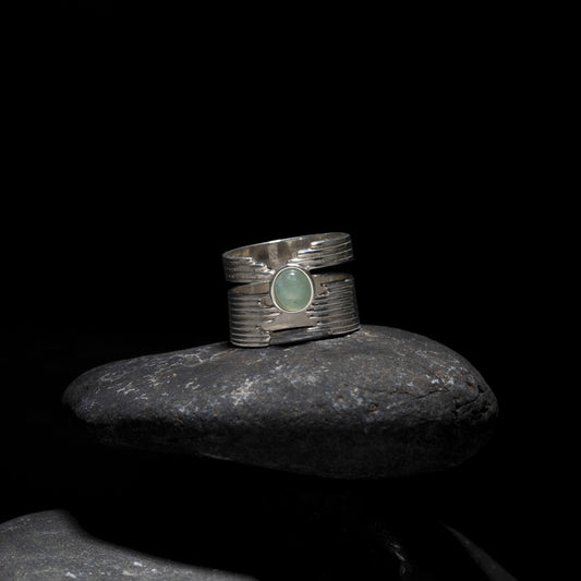 Anillo de Plata Alma Doble con Cuarzo Verde