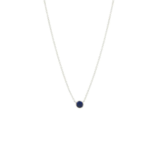 Petit Circle Silver Necklace with Lapis Lazuli