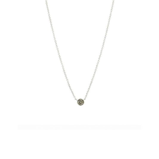Petit Circle Silver Necklace with Pyrite