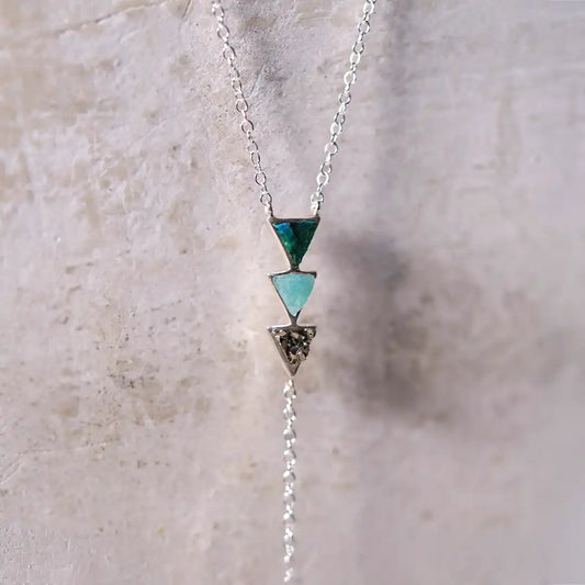 Triple Triangle Silver Necklace with Pendant Chain