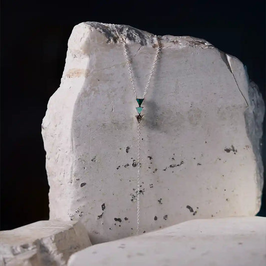 Triple Triangle Silver Necklace with Pendant Chain