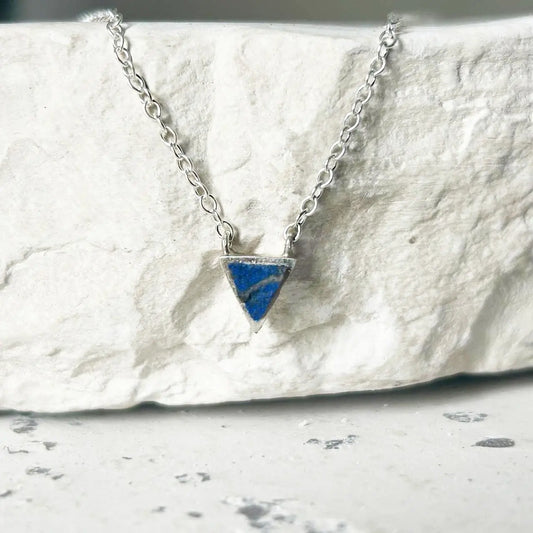 Petit Triangle Silver Necklace with Lapis Lazuli