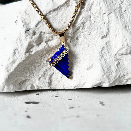 Zampoña 18k Gold Pendant with Emerald, Diamond and Lapis Lazuli