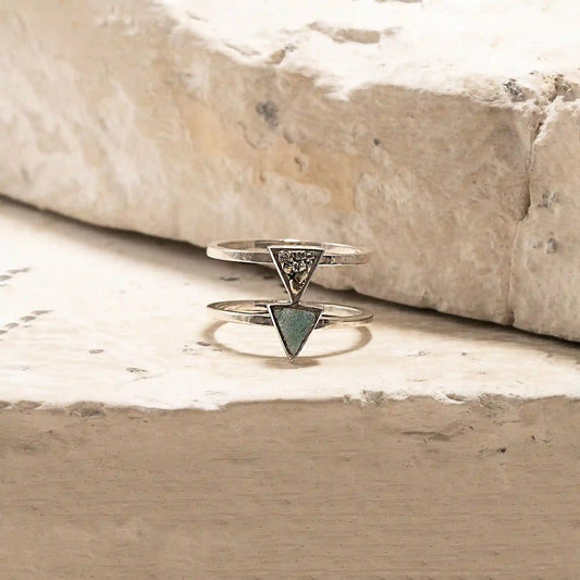 Double Band and Triangle Silver Ring