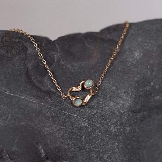 18K Gold Bracelet Mini Heart Petit Andean Opal