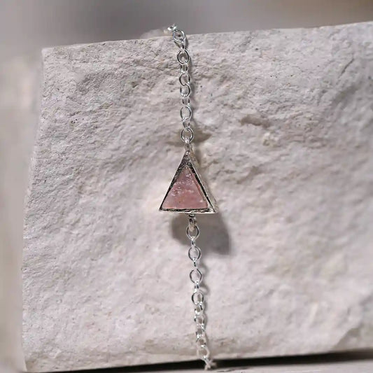 Pulsera de Plata Triángulo Petit con Ópalo Rosa