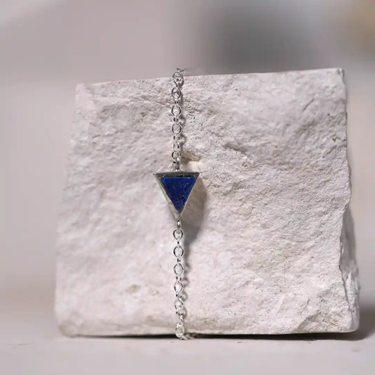 Silver Triangle Petit Bracelet with Lapis Lazuli