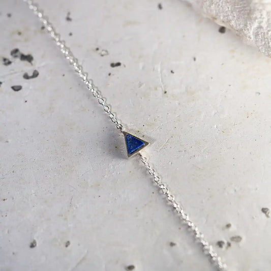 Silver Triangle Petit Bracelet with Lapis Lazuli
