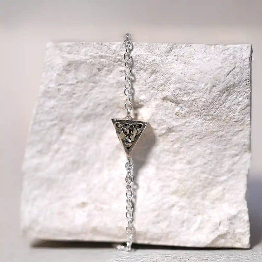 Silver Triangle Petit Bracelet with Pyrite