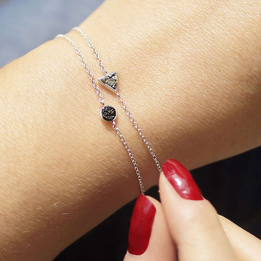 Mini Circle Silver Bracelet with Black Tourmaline