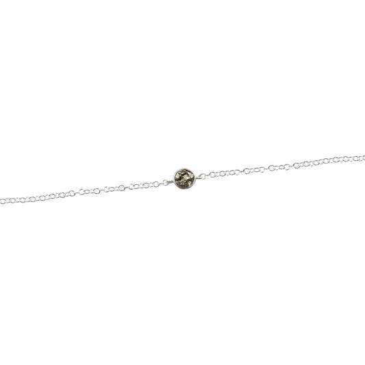 Mini Circle Silver Bracelet with Pyrite