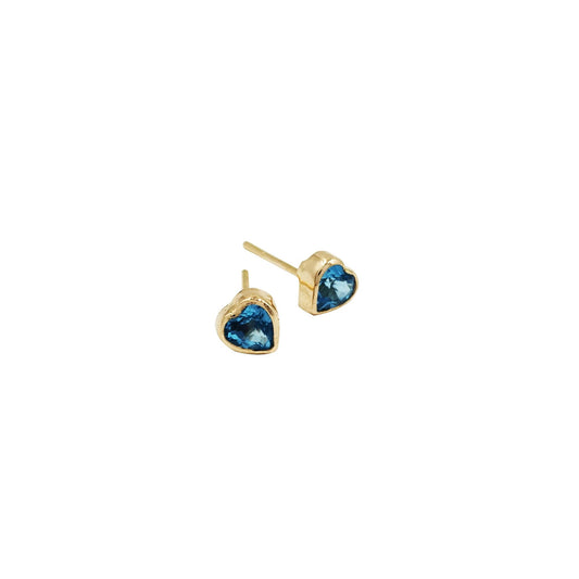 Aretes de Oro Petit Corazón 18k con Piedras Preciosas