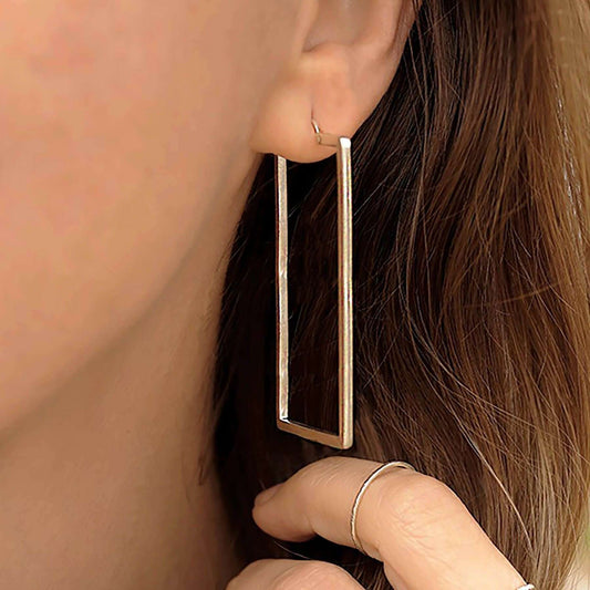 Rectangular Silver Hoops