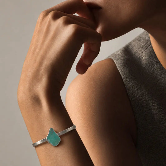Silver Oceans Bracelet Andean Opal Band