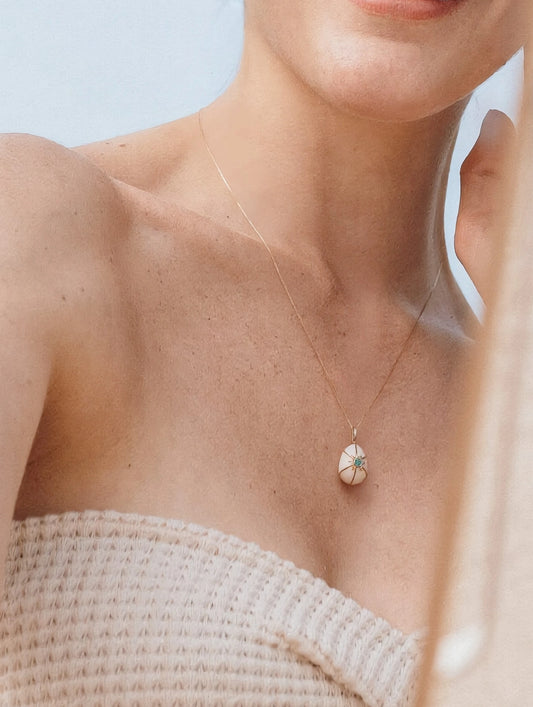 18k Gold Pink Opal Easter Egg Pendant