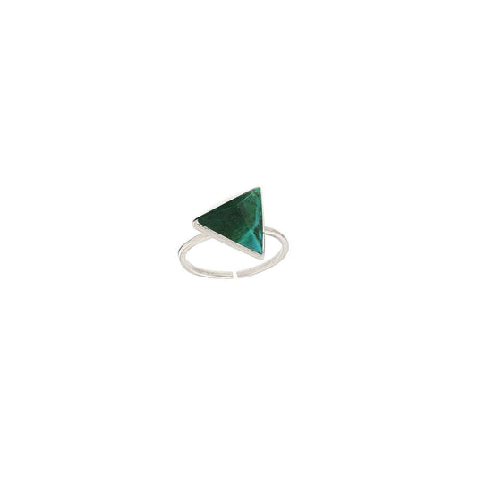 Silver Pyramid Ring with Chrysocolla