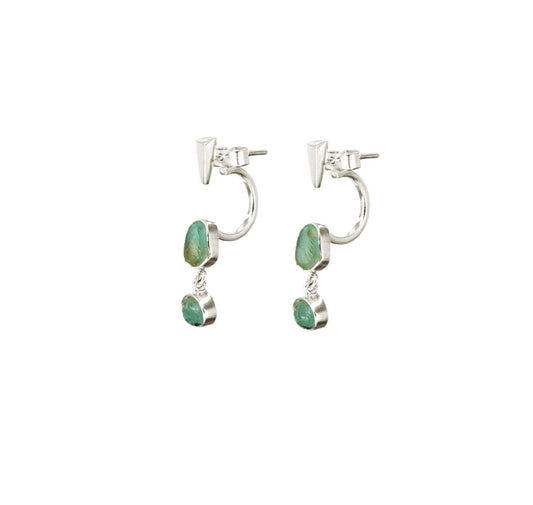 Lagunas Silver Ear Jacket Earrings with Andean Opal