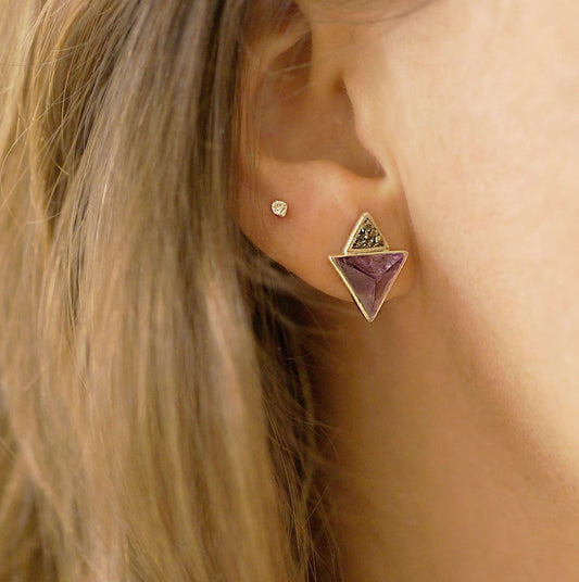 Triangle & Pyramid Sterling Silver Earrings