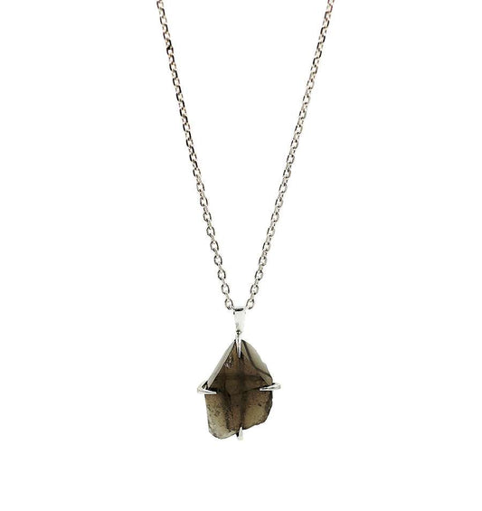 XL Sterling Silver Pendant with Natural Smoky Quartz