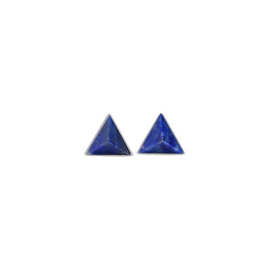 Silver Pyramid Earrings with Lapis Lazuli